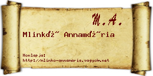 Mlinkó Annamária névjegykártya